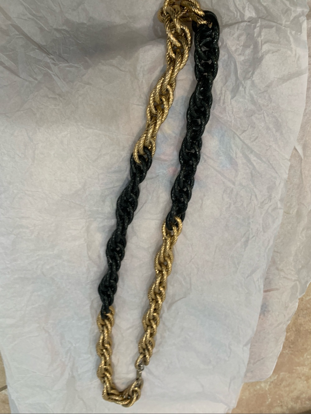 Monet Gold and Black Twisted Rope Necklace - Women Jewelry